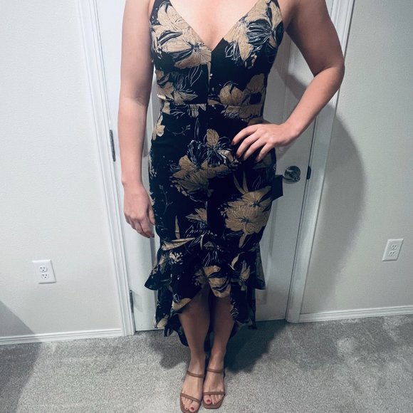 Lulus Darling Daylily Black Floral Print High-Low Maxi Dress (NWT, Size M) - Picture 6 of 6